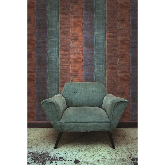 Seabrook Designs Kepler Stripe Wine &amp; Teal Wallpaper image 2 of 2