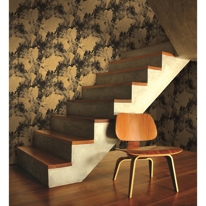 Seabrook Designs Galileo Faux Metallic Gold &amp; Ebony Wallpaper image 2 of 2