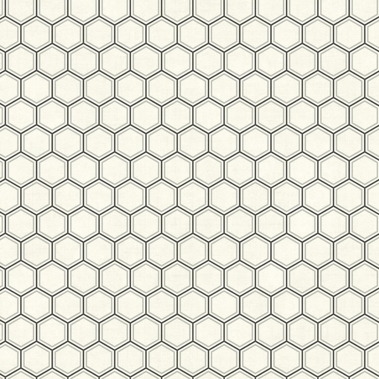 Seabrook Designs Curie Geo Metallic Silver &amp; Black Wallpaper