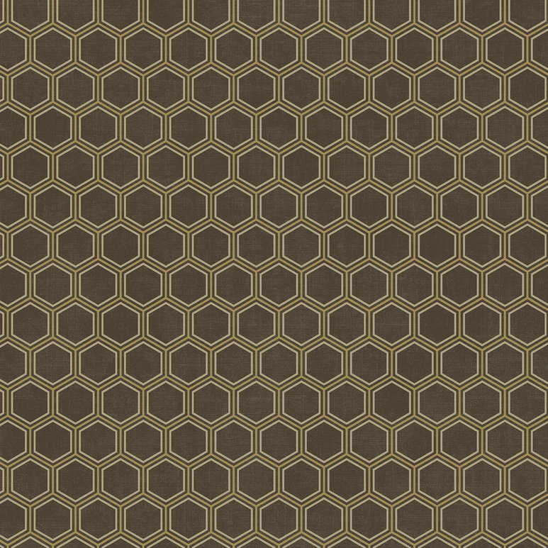 Seabrook Designs Curie Geo Metallic Gold &amp; Espresso Wallpaper