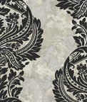 Seabrook Designs Newton Damask Black & Greige Wallpaper