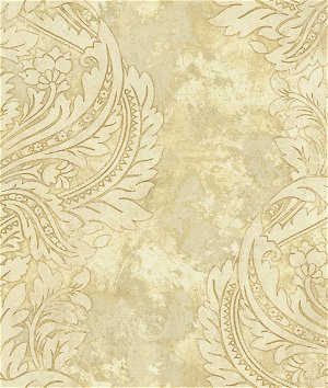 Seabrook Designs Newton Damask Metallic Gold & Off-White Wallpaper