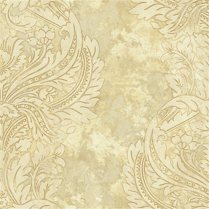 Seabrook Designs Newton Damask Metallic Gold &amp; Off-White Wallpaper