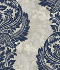 Seabrook Designs Newton Damask Blue & Grey Damask Wallpaper