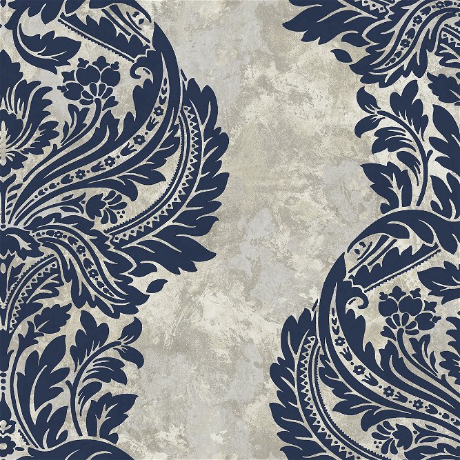 Seabrook Designs Newton Damask Blue &amp; Grey Damask Wallpaper