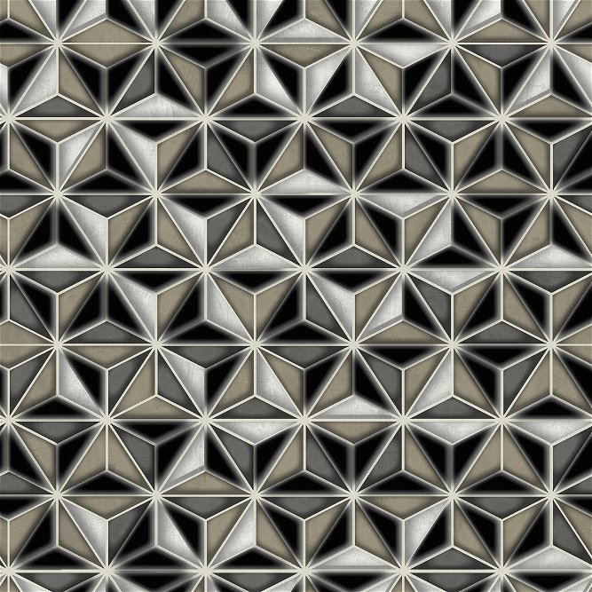 Seabrook Designs Einstein Geometric Metallic Silver &amp; Black Wallpaper