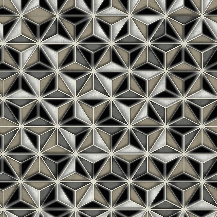 Seabrook Designs Einstein Geometric Metallic Silver & Black Wallpaper