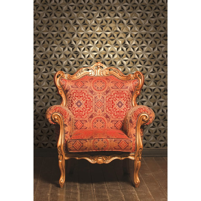 Seabrook Designs Einstein Geometric Metallic Gold &amp; Black Wallpaper image 2 of 2