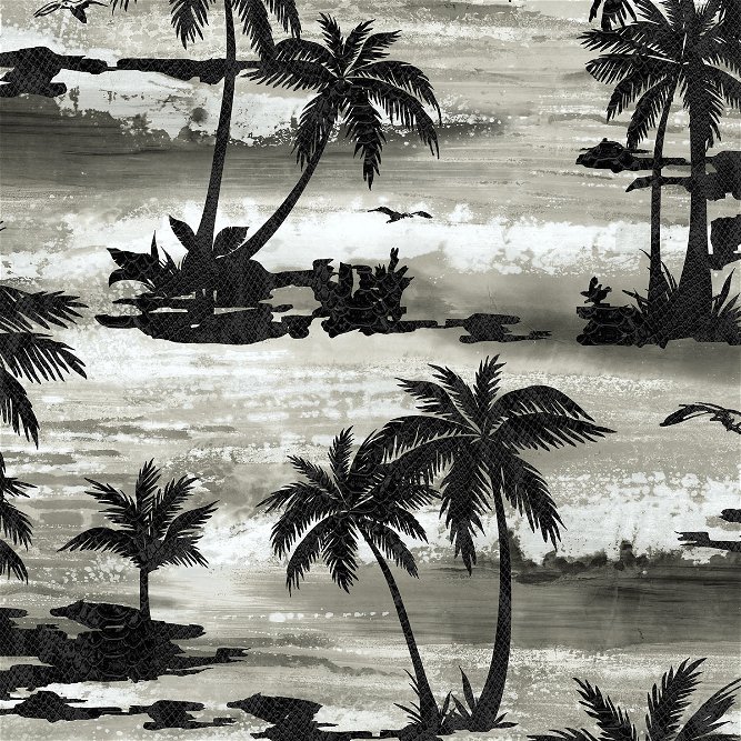 Seabrook Designs Moseley Palm Trees Black &amp; Grey Wallpaper