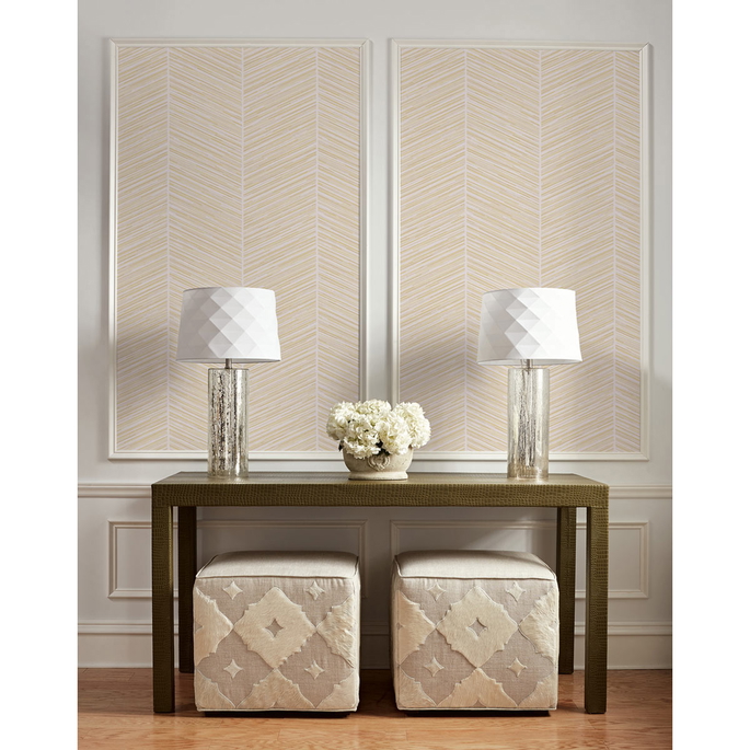 Seabrook Designs Herringbone Stripe Metallic Gold &amp; Off-White Wallpaper image 2 of 2