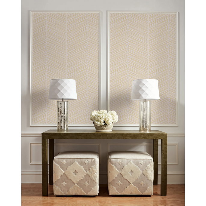 Seabrook Designs Herringbone Stripe Metallic Gold &amp; Off-White Wallpaper image 2 of 2