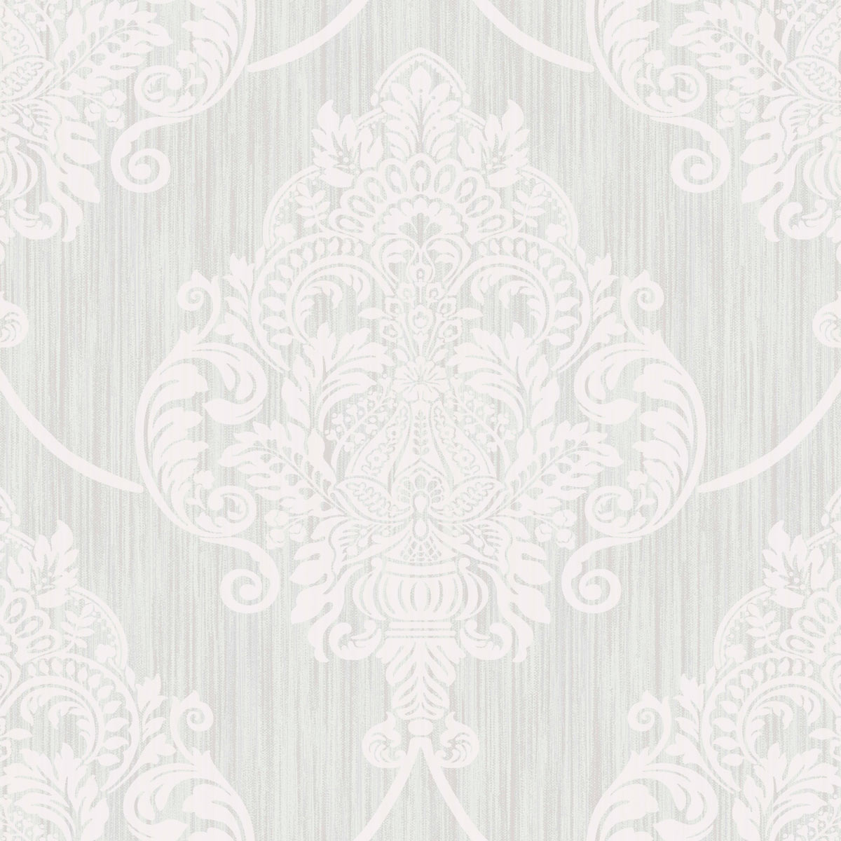 Seabrook Designs Puff Damask Silver Glitter & Off-White Wallpaper ...