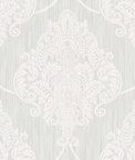 Seabrook Designs Puff Damask Silver Glitter & Off-White Wallpaper