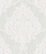 Seabrook Designs Puff Damask Silver Glitter & Off-White Wallpaper