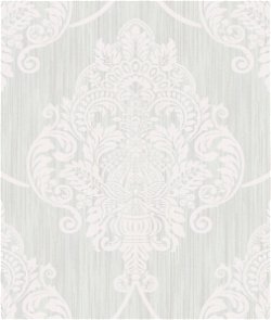 Seabrook Designs Puff Damask Silver Glitter & Off-White Wallpaper