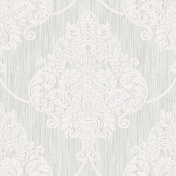Seabrook Designs Puff Damask Silver Glitter &amp; Off-White Wallpaper