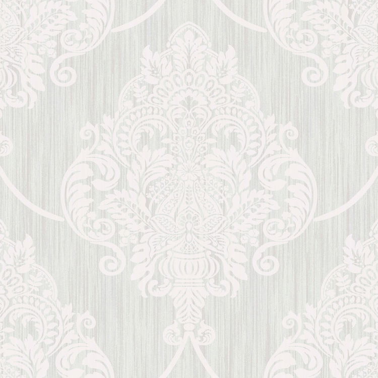Seabrook Designs Puff Damask Silver Glitter & Off-White Wallpaper