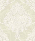 Seabrook Designs Puff Damask Metallic & Off-White Wallpaper