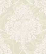 Seabrook Designs Puff Damask Metallic & Off-White Wallpaper