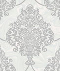 Seabrook Designs Puff Damask Off-White & Silver Glitter Wallpaper