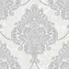 Seabrook Designs Puff Damask Off-White & Silver Glitter Wallpaper - Image 1