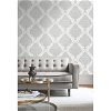 Seabrook Designs Puff Damask Off-White & Silver Glitter Wallpaper - Image 2