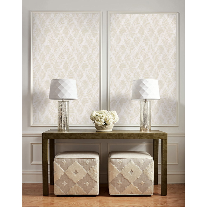 Seabrook Designs Marble Diamond Geometric Metallic Gold &amp; White Wallpaper image 2 of 2