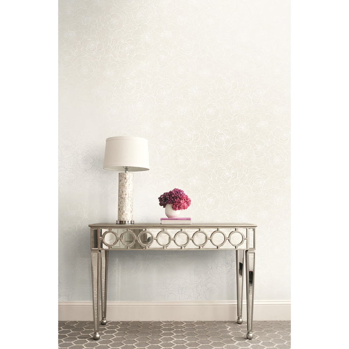 Seabrook Designs Graphic Floral Metallic Pearl Wallpaper image 2 of 2