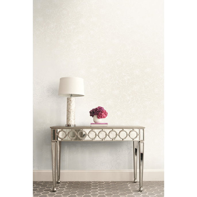 Seabrook Designs Graphic Floral Metallic Pearl Wallpaper image 2 of 2