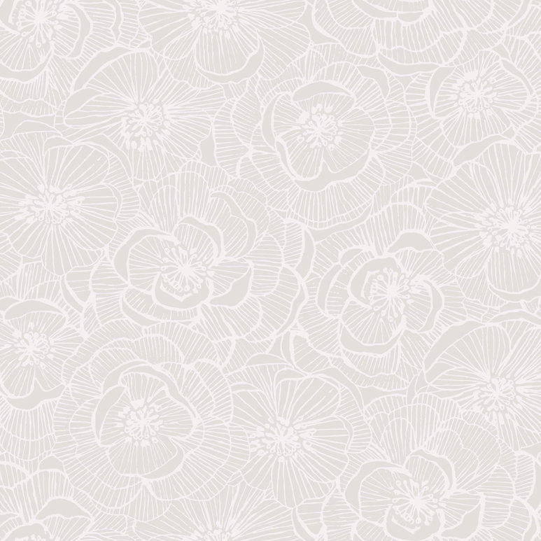 Seabrook Designs Graphic Floral Metallic Champagne &amp; Off-White Wallpaper