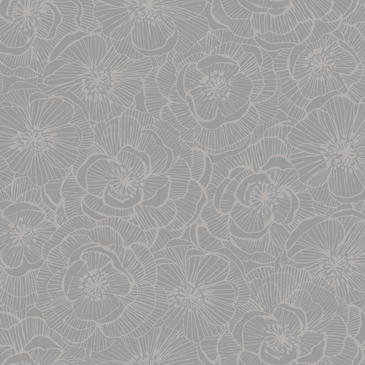 Seabrook Designs Graphic Floral Metallic Silver Wallpaper
