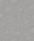 Seabrook Designs Graphic Floral Metallic Silver Wallpaper