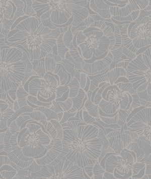 Seabrook Designs Graphic Floral Metallic Silver Wallpaper
