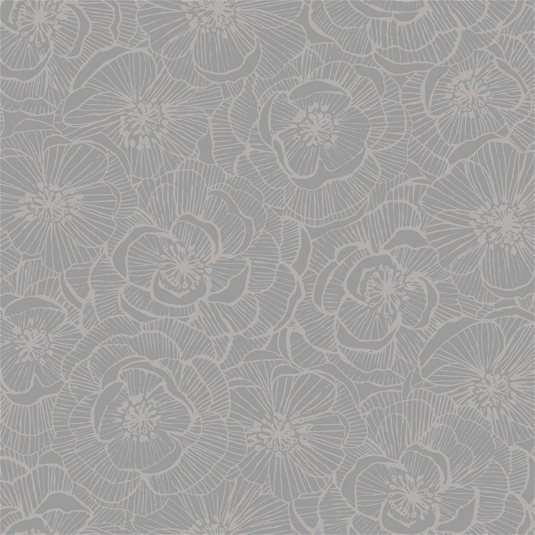 Seabrook Designs Graphic Floral Metallic Silver Wallpaper