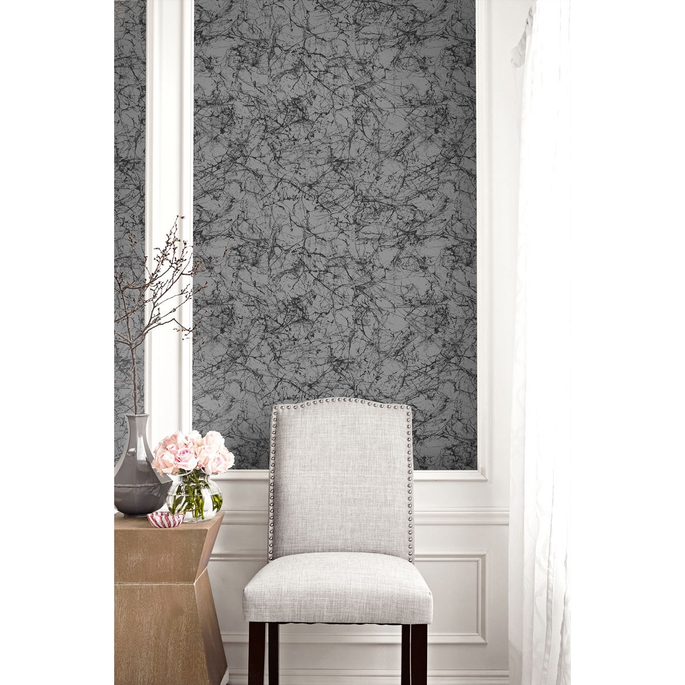 Seabrook Designs Paint Splatter Silver Glitter &amp; Ebony Wallpaper image 2 of 2