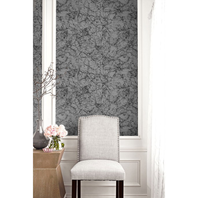 Seabrook Designs Paint Splatter Silver Glitter &amp; Ebony Wallpaper image 2 of 2