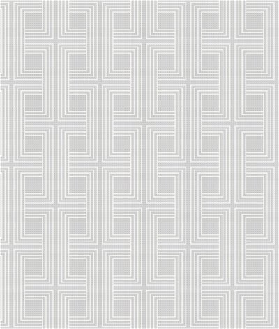 Seabrook Designs Interlocking Squares Metallic Gray & Off-White Wallpaper