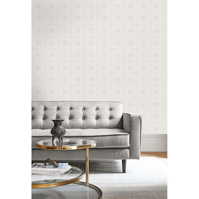 Seabrook Designs Interlocking Squares Metallic Champagne Wallpaper image 2 of 2