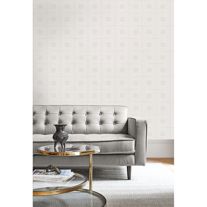 Seabrook Designs Interlocking Squares Metallic Champagne Wallpaper image 2 of 2