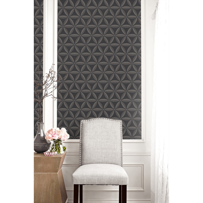 Seabrook Designs Lens Geometric Ebony &amp; Charcoal Wallpaper image 2 of 2