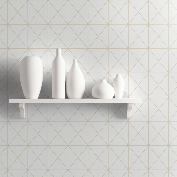 Seabrook Designs Triangle Geo Beige &amp; Off-White Wallpaper image 2 of 2