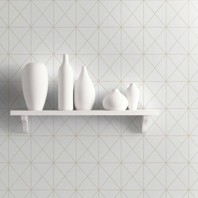 Seabrook Designs Triangle Geo Beige &amp; Off-White Wallpaper image 2 of 2