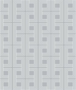 Seabrook Designs Interlocking Squares Cork Metallic Silver Wallpaper