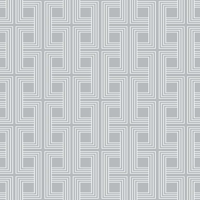 Seabrook Designs Interlocking Squares Cork Metallic Silver Wallpaper