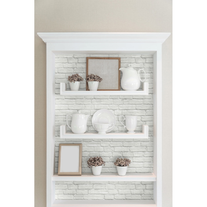 NextWall Peel &amp; Stick Vintage White Brick Wallpaper image 4 of 5