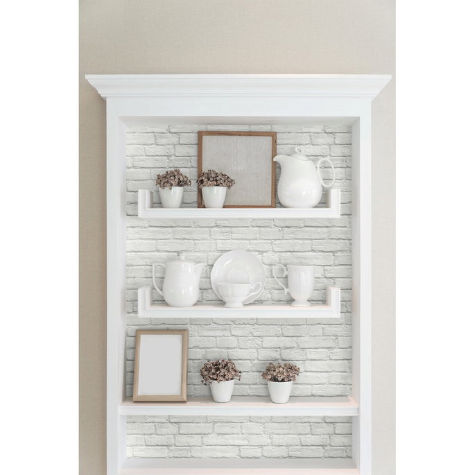 NextWall Peel &amp; Stick Vintage White Brick Wallpaper image 4 of 5
