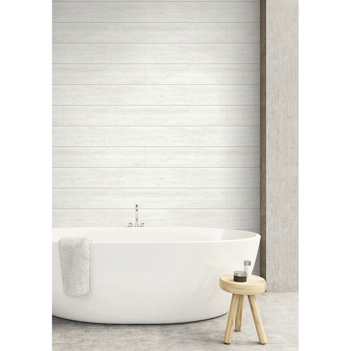 NextWall Peel &amp; Stick Shiplap Off-White Wallpaper image 2 of 5