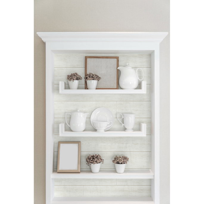 NextWall Peel &amp; Stick Shiplap Off-White Wallpaper image 4 of 5