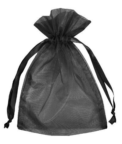 4 inch x 6 inch Black Organza Favor Bags - 10 Pack