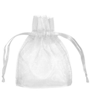 3 inch x 4 inch White Organza Favor Bags - 10 Pack